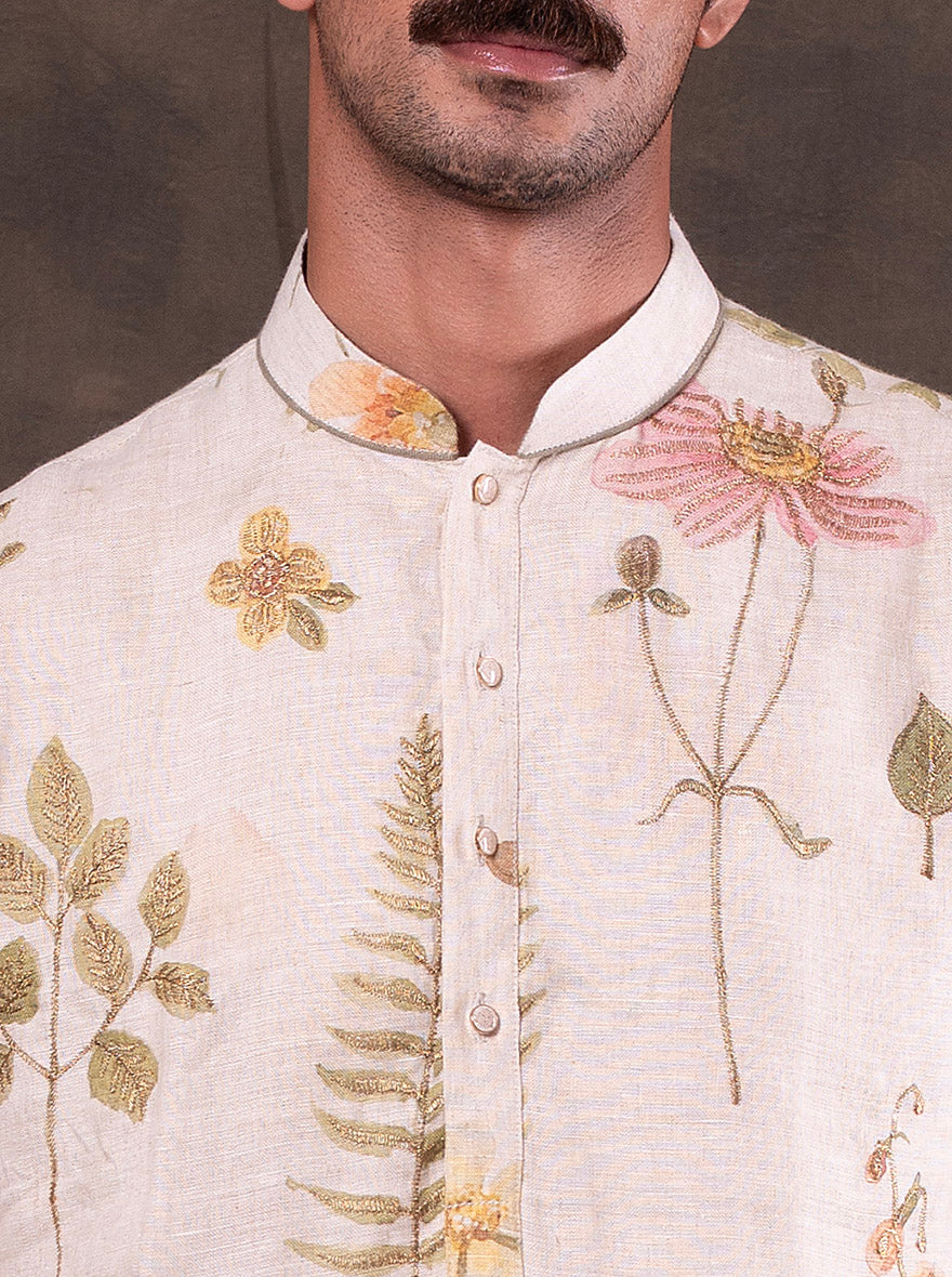 Onion Pink Embroidered  Kurta Pajama | Virasana