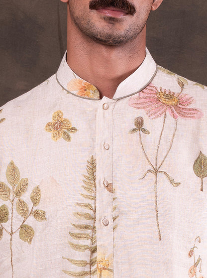 Onion Pink Embroidered  Kurta Pajama | Virasana