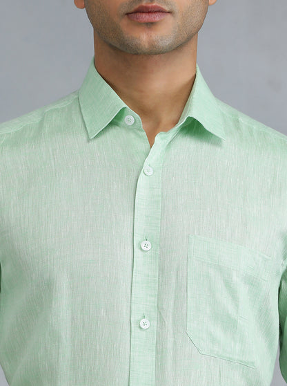 Light Green Solid Regular Fit Formal Shirt | JadeBlue