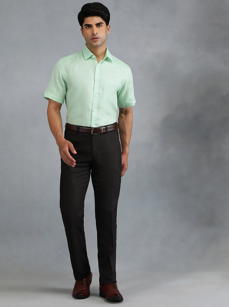 Light Green Solid Regular Fit Formal Shirt | JadeBlue