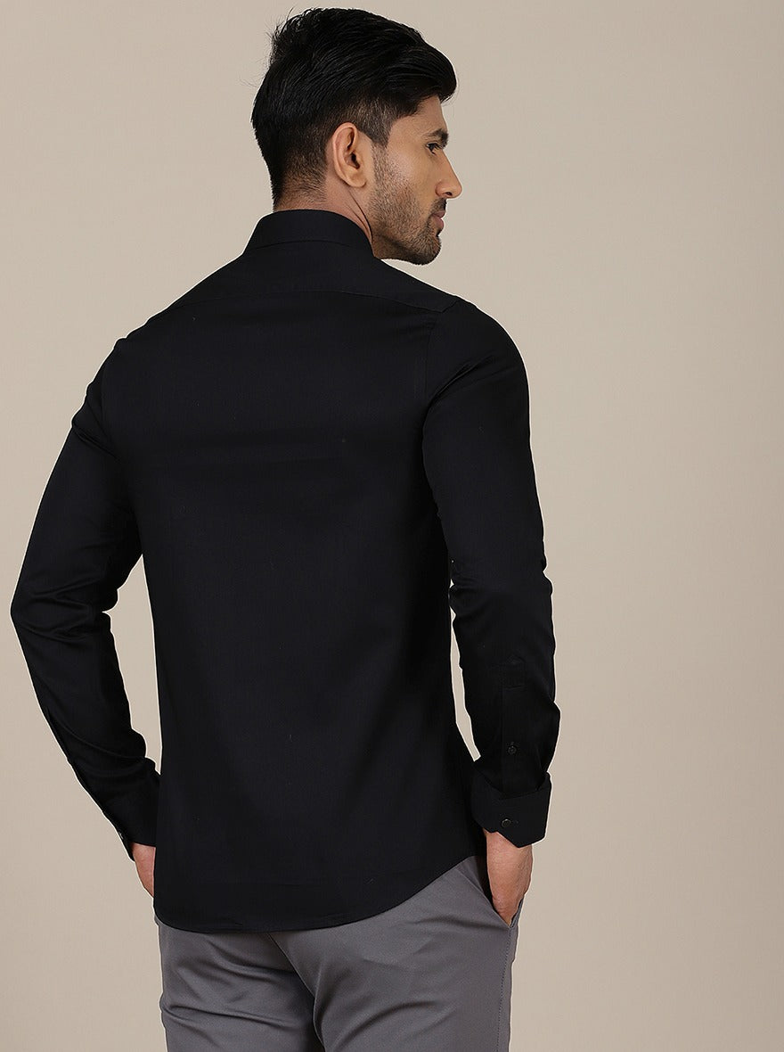 Black Solid Slim Fit Party Wear Shirt | Wyre