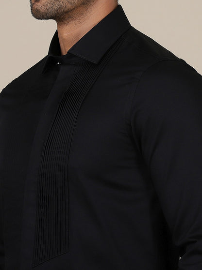 Black Solid Slim Fit Party Wear Shirt | Wyre
