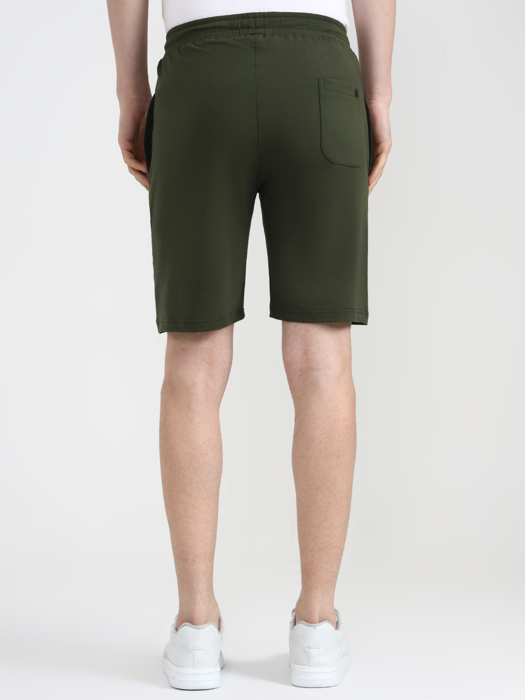 Olive Green Solid Slim Fit Shorts | JadeBlue