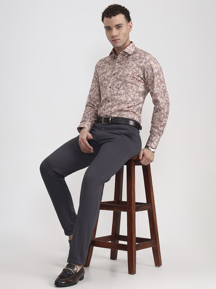 Grey Solid Slim Fit Club Wear Trouser | JB Studio