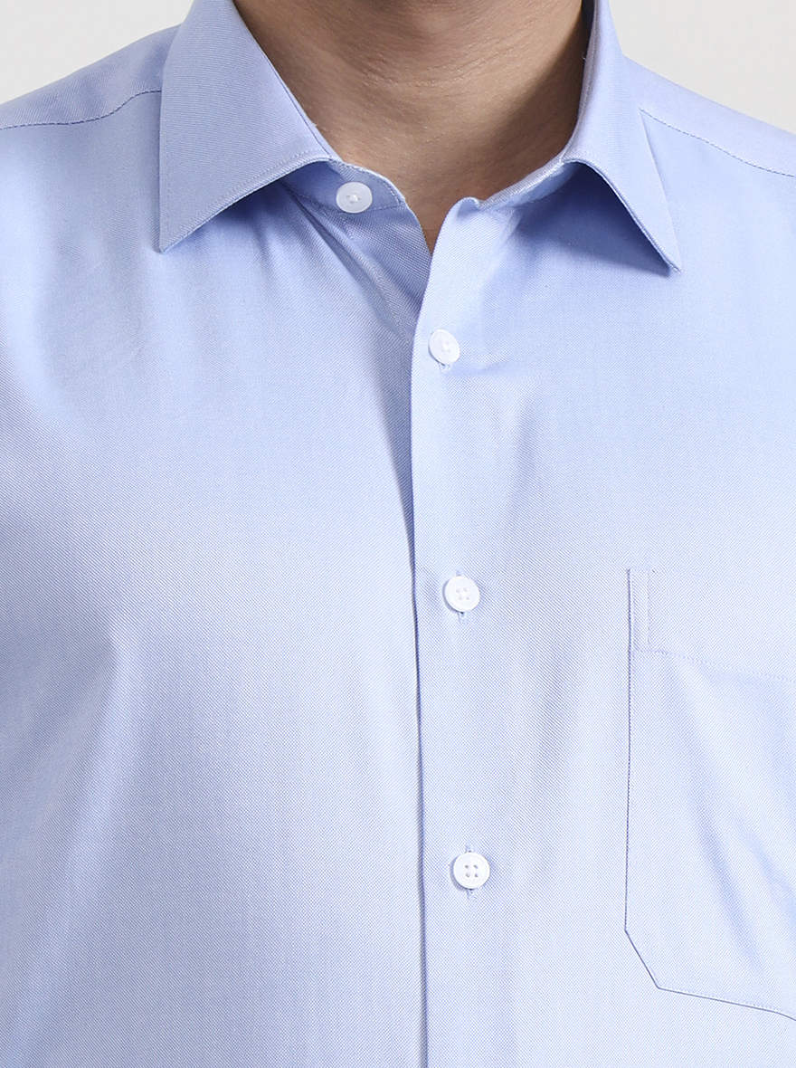 Sky Blue Solid Regular Fit Formal Shirt | JadeBlue