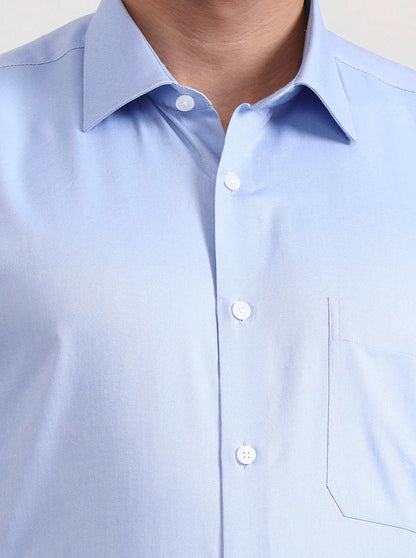 Sky Blue Solid Regular Fit Formal Shirt | JadeBlue