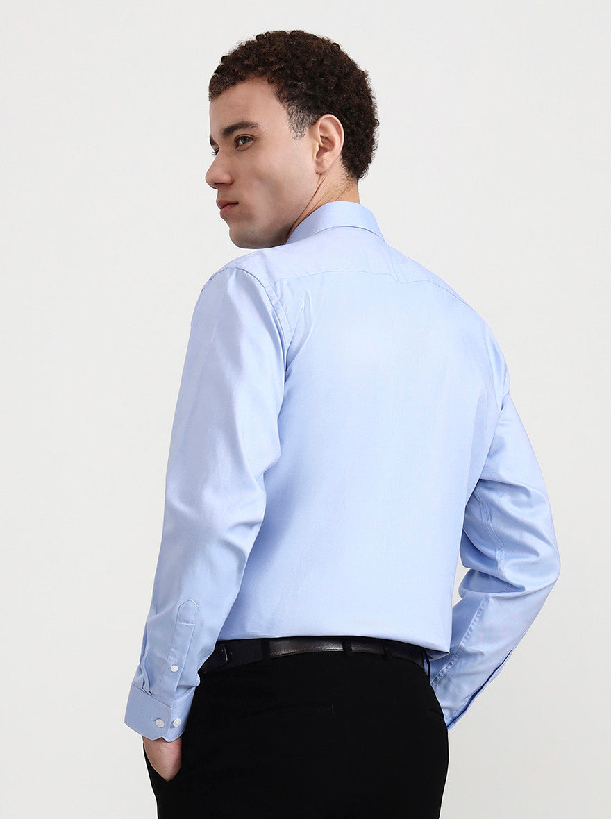 Sky Blue Solid Regular Fit Formal Shirt | JadeBlue