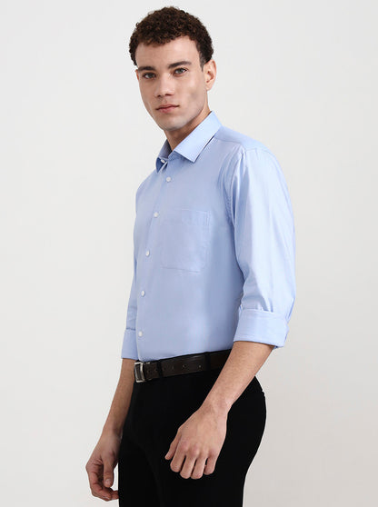 Sky Blue Solid Regular Fit Formal Shirt | JadeBlue