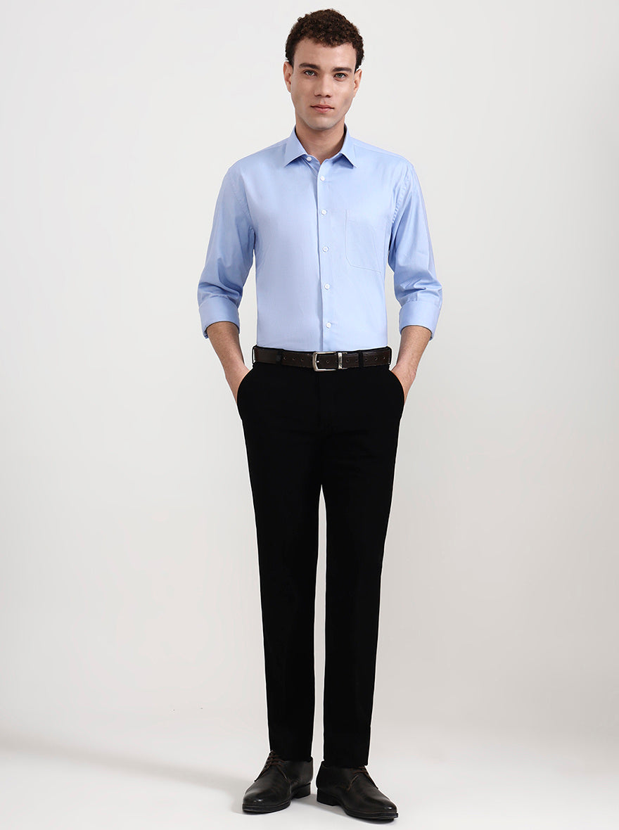 Sky Blue Solid Regular Fit Formal Shirt | JadeBlue