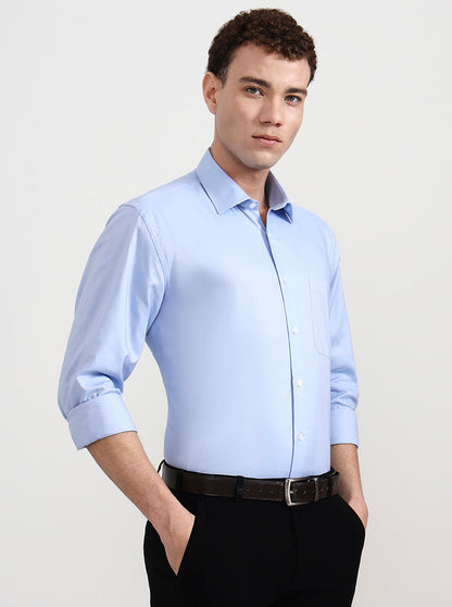 Sky Blue Solid Regular Fit Formal Shirt | JadeBlue