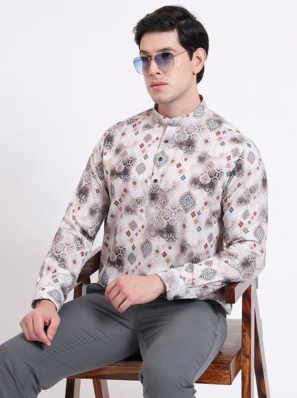 Natural Printed Slim Fit Party Wear Kurta | Wyre