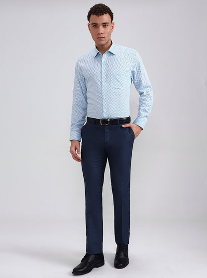 White & Green Printed Regular Fit Formal Shirt | JadeBlue
