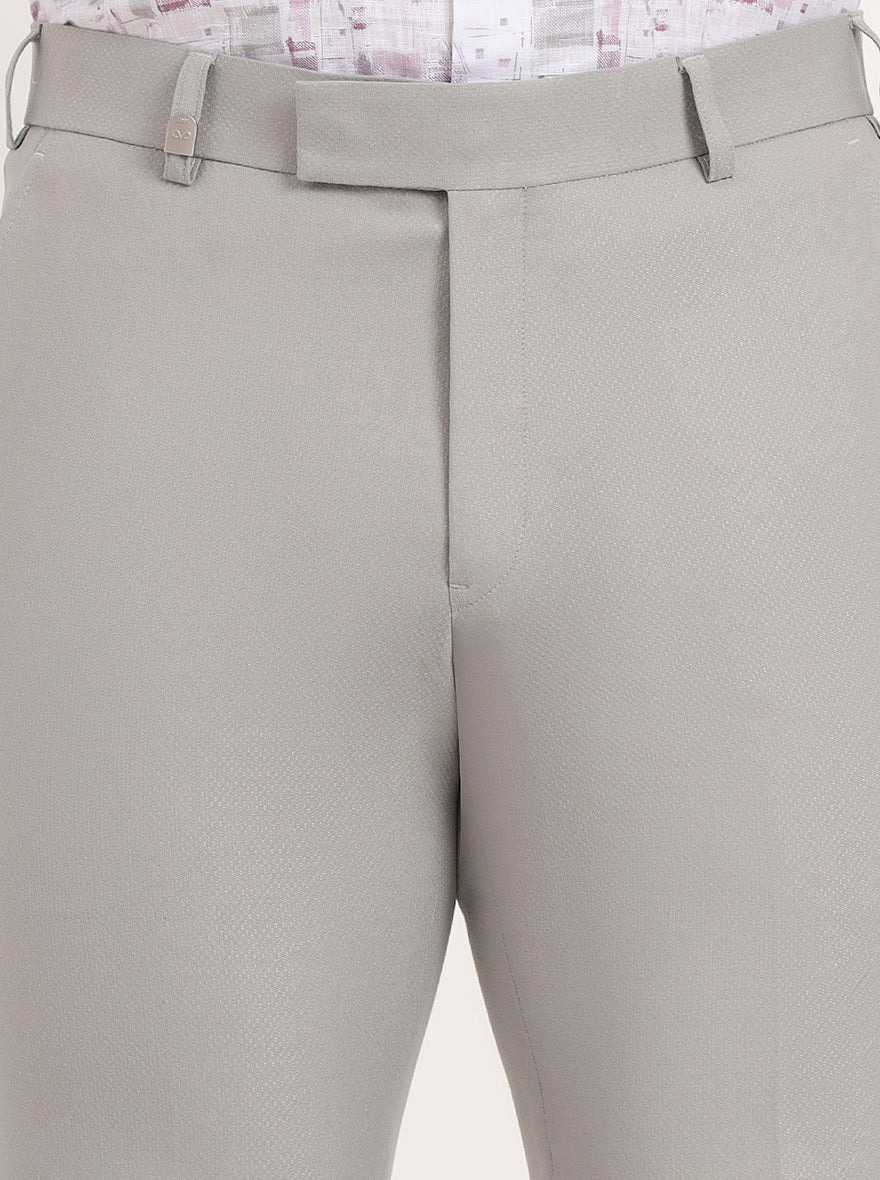 Light Grey Solid Slim Fit Formal Trouser | JB Studio