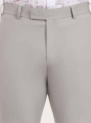 Light Grey Solid Slim Fit Formal Trouser | JB Studio