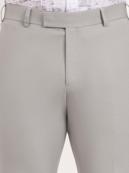 Light Grey Solid Slim Fit Formal Trouser | JB Studio