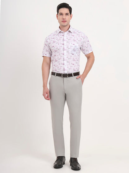 Light Grey Solid Slim Fit Formal Trouser | JB Studio