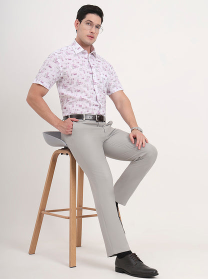 Light Grey Solid Slim Fit Formal Trouser | JB Studio