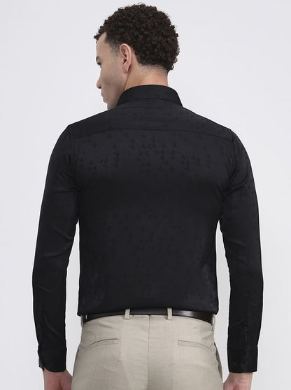 Black Printed Slim Fit Party Wear Shirt | Wyre