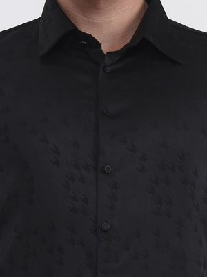 Black Printed Slim Fit Party Wear Shirt | Wyre