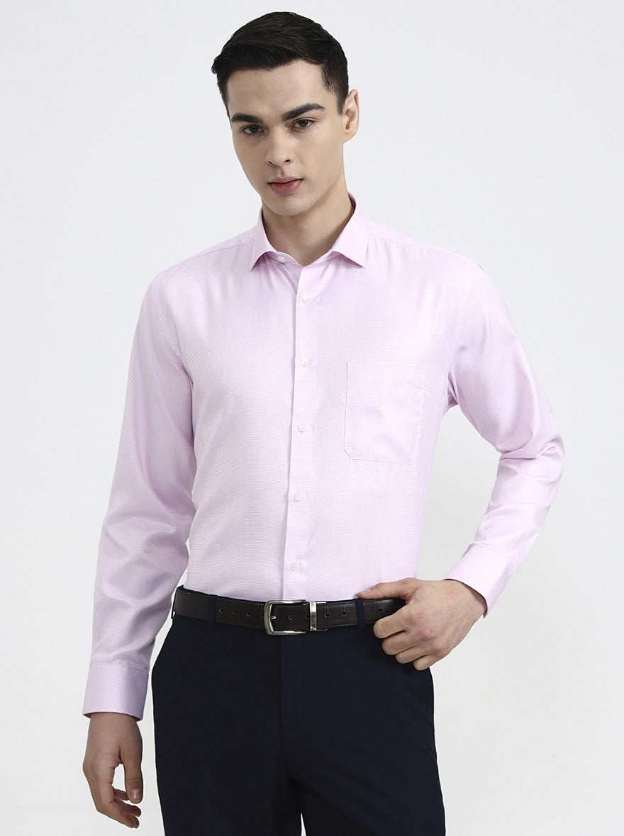Pink Solid Regular Fit Formal Shirt | Greenfibre