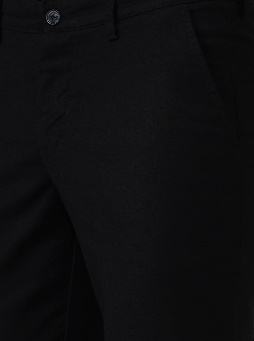 Black Solid Neo Fit Casual Trouser | Greenfibre