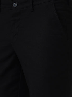 Black Solid Neo Fit Casual Trouser | Greenfibre