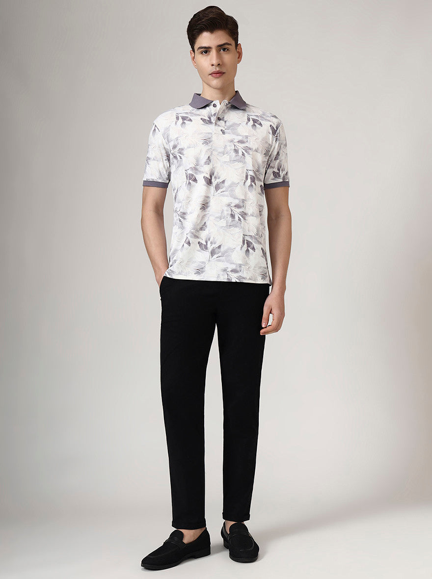 Black Solid Neo Fit Casual Trouser | Greenfibre