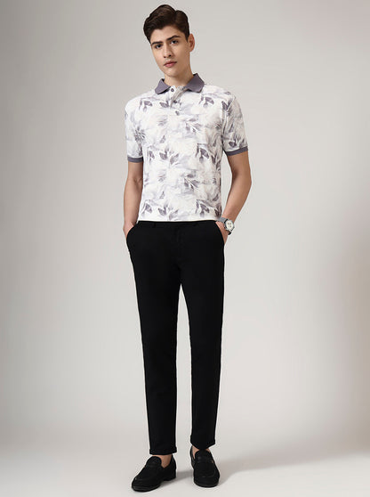 Black Solid Neo Fit Casual Trouser | Greenfibre