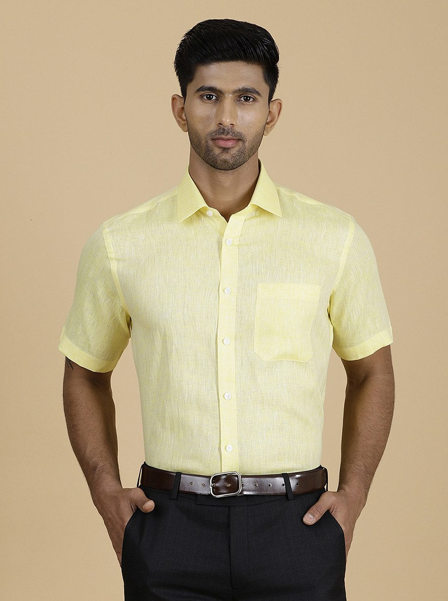 Yellow Solid Regular Fit Formal Shirt | JadeBlue