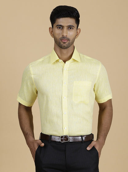 Yellow Solid Regular Fit Formal Shirt | JadeBlue