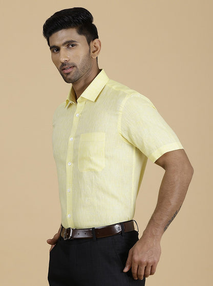 Yellow Solid Regular Fit Formal Shirt | JadeBlue