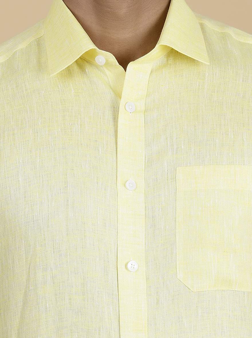 Yellow Solid Regular Fit Formal Shirt | JadeBlue