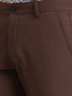 Brown Solid Slim Fit Club Wear Trouser | JB Studio