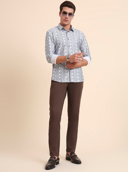 Brown Solid Slim Fit Club Wear Trouser | JB Studio