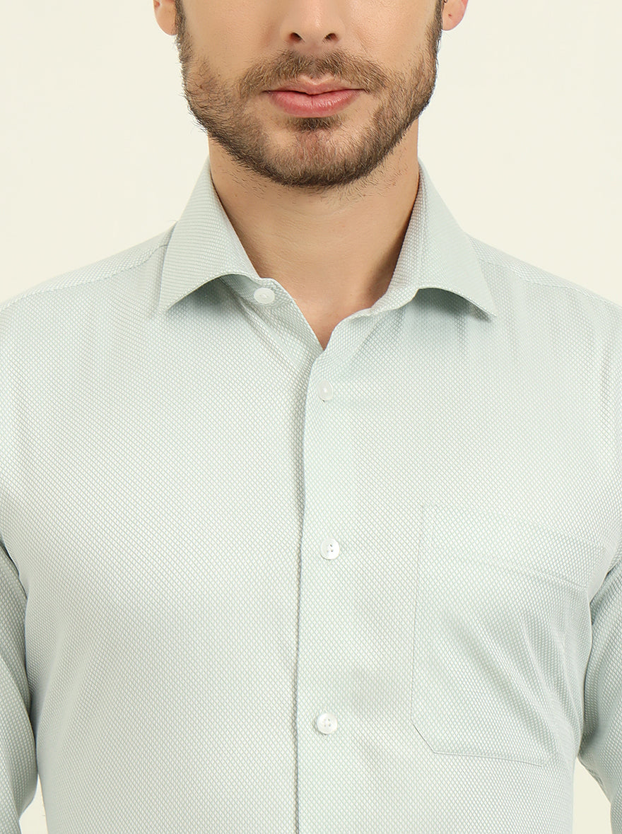 Pista Green Solid Slim Fit Formal Shirt | Metal