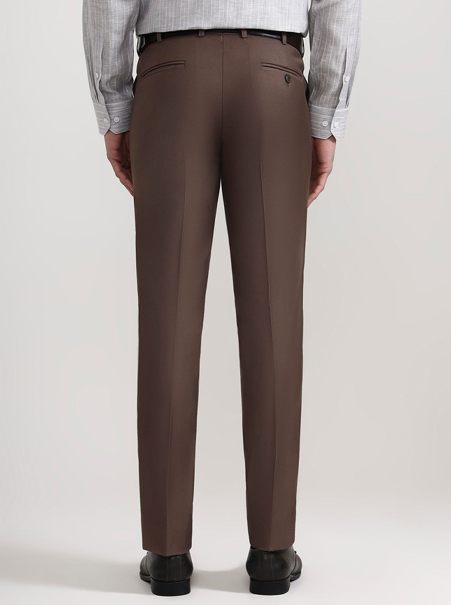 Coffee Solid Slim Fit Formal Trouser | Metal