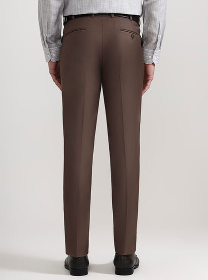 Coffee Solid Slim Fit Formal Trouser | Metal