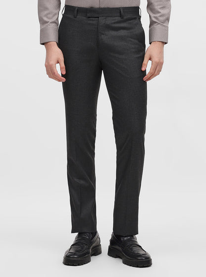 Grey Solid Slim Fit Formal Trouser | Metal