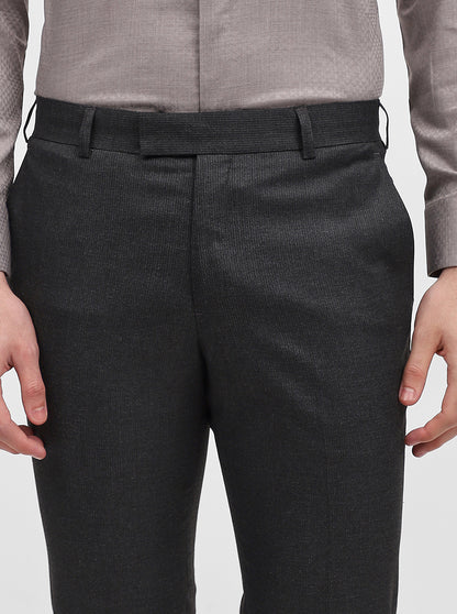 Grey Solid Slim Fit Formal Trouser | Metal