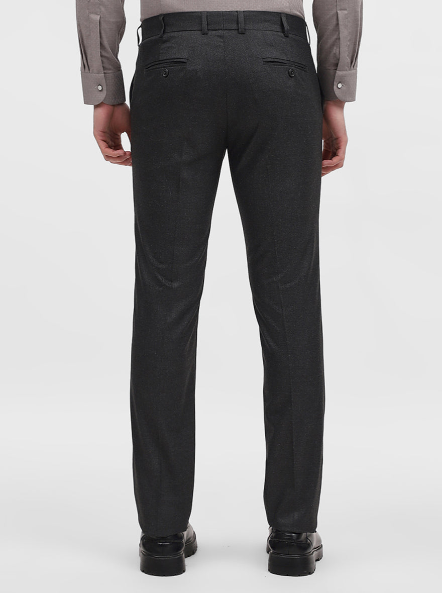 Grey Solid Slim Fit Formal Trouser | Metal