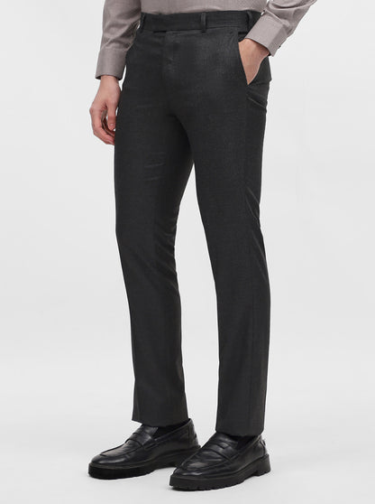 Grey Solid Slim Fit Formal Trouser | Metal