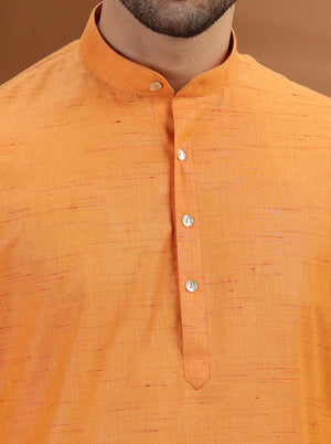 Orange Solid Modi Kurta | JadeBlue