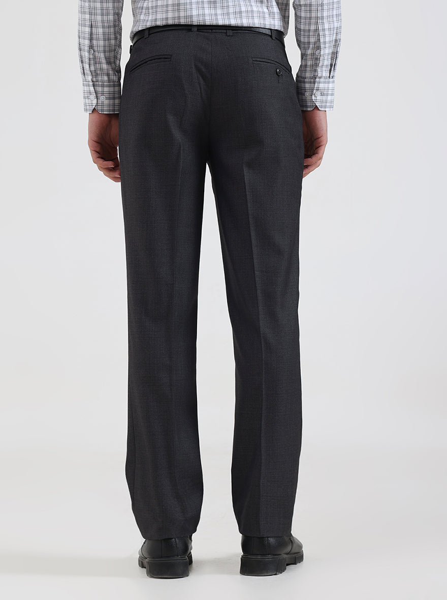Charcoal Grey Solid Slim Fit Formal Trouser | JadeBlue