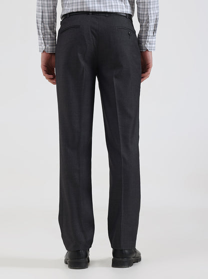 Charcoal Grey Solid Slim Fit Formal Trouser | JadeBlue