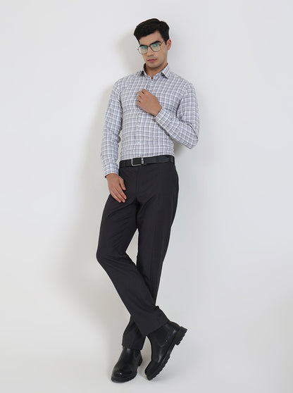 Charcoal Grey Solid Slim Fit Formal Trouser | JadeBlue