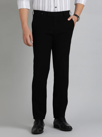 Black Solid Slim Fit Formal Trouser | JB Studio