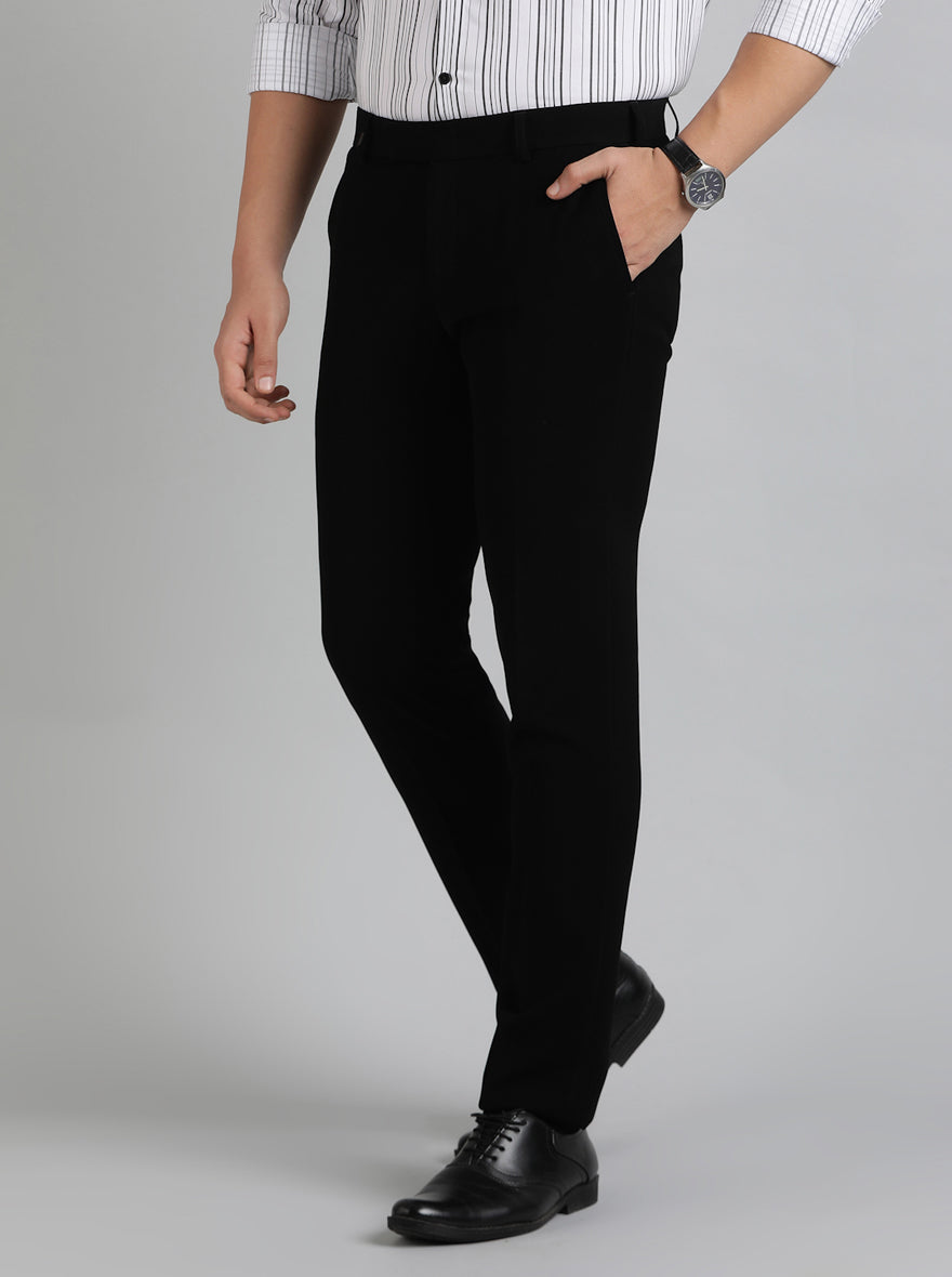 Black Solid Slim Fit Formal Trouser | JB Studio