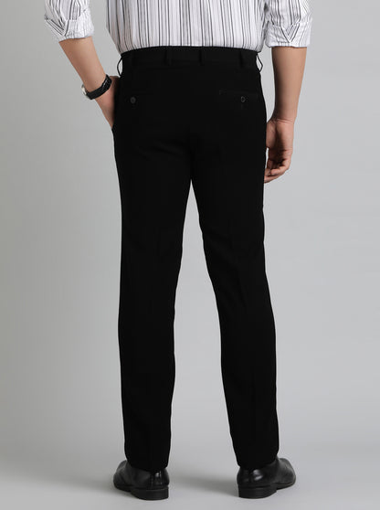 Black Solid Slim Fit Formal Trouser | JB Studio