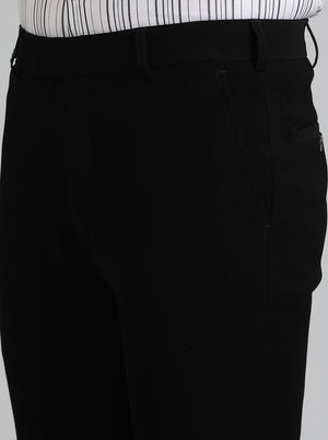Black Solid Slim Fit Formal Trouser | JB Studio