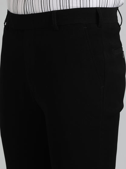 Black Solid Slim Fit Formal Trouser | JB Studio